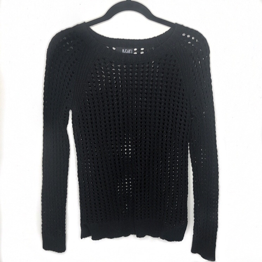 Ana Petite Black Cutout Scoop Neck Sweater
